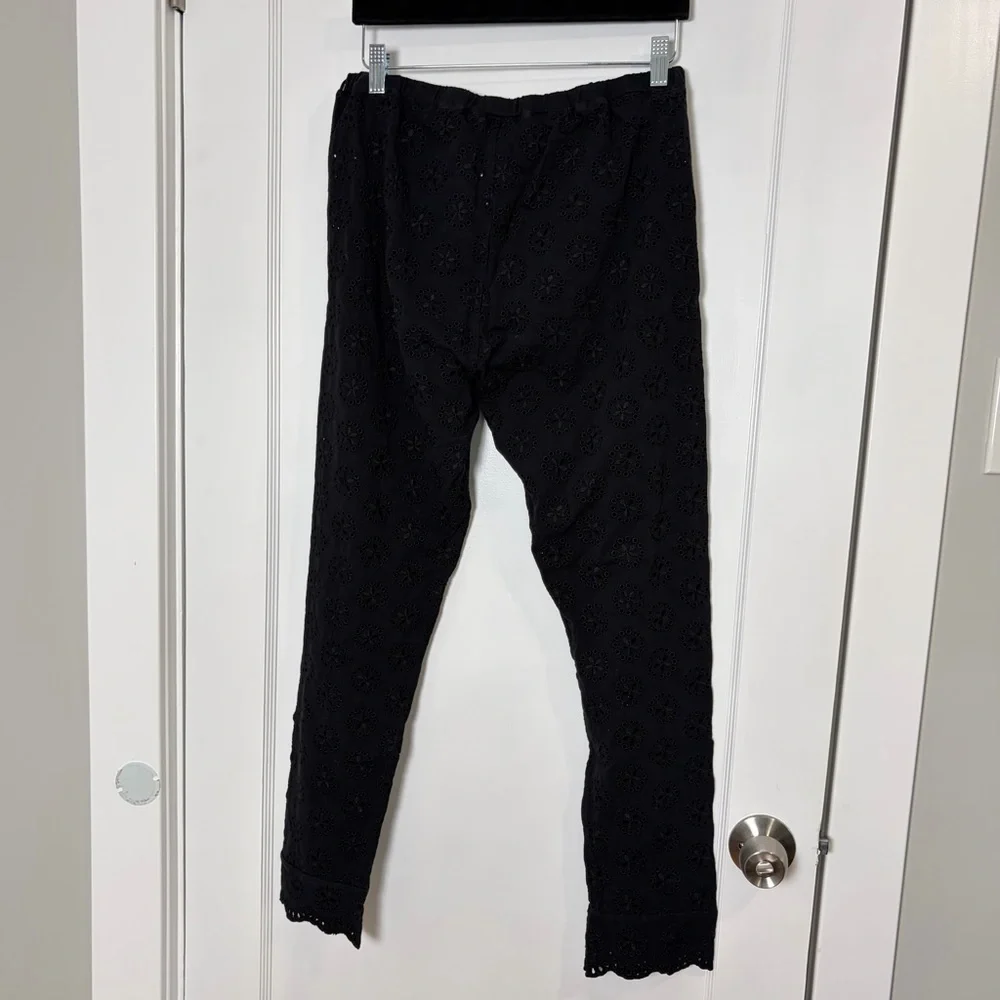 JOHNNY WAS Ayla Black Eyelet Lace Legging Scalloped Hem Pants - Picture 4 of 13